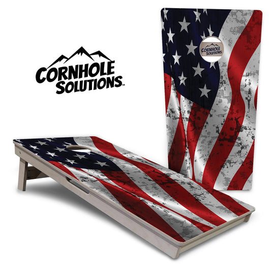 Wavy Distressed Flag Cornhole Boards - Professional Tournament Series