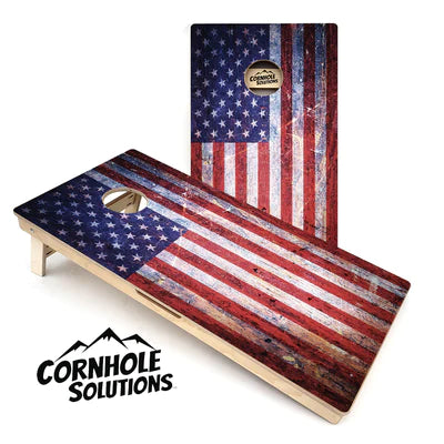 Tournament Quality Cornhole Boards - Weathered Flag Design