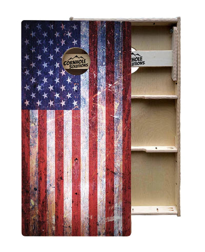 Tournament Quality Cornhole Boards - Weathered Flag Design