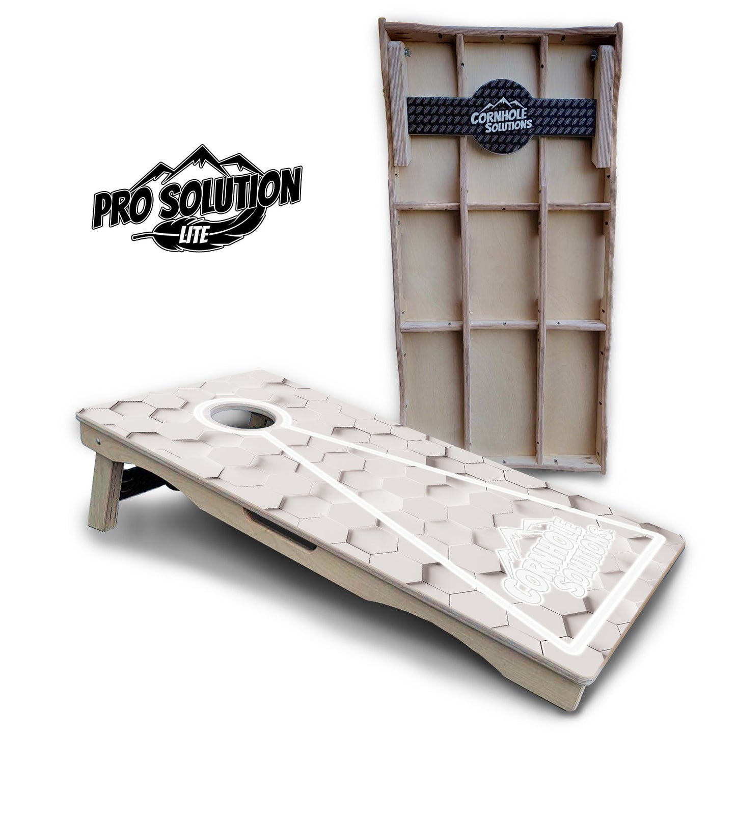 Glow Hole White Cornhole Boards - Pro Solution Lite Series