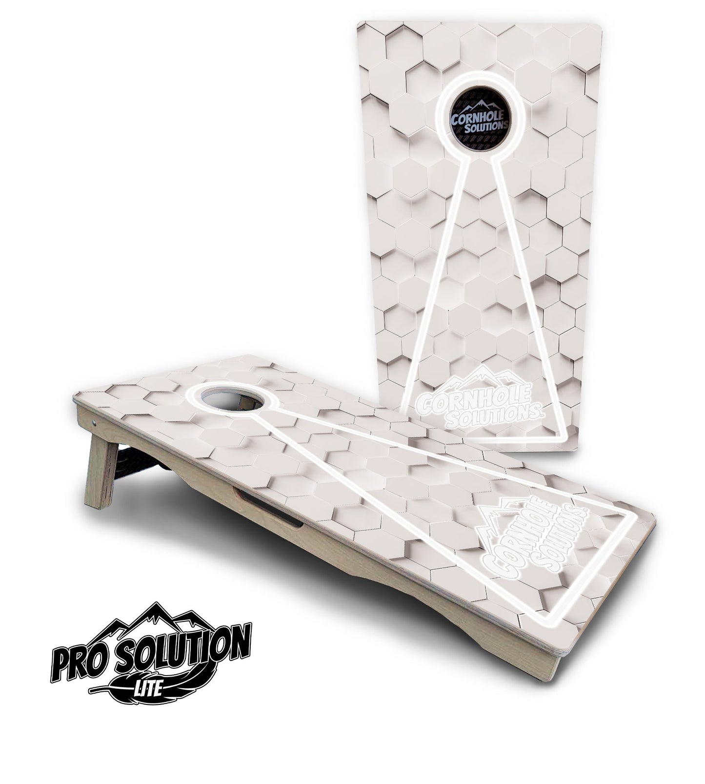 Glow Hole White Cornhole Boards - Pro Solution Lite Series