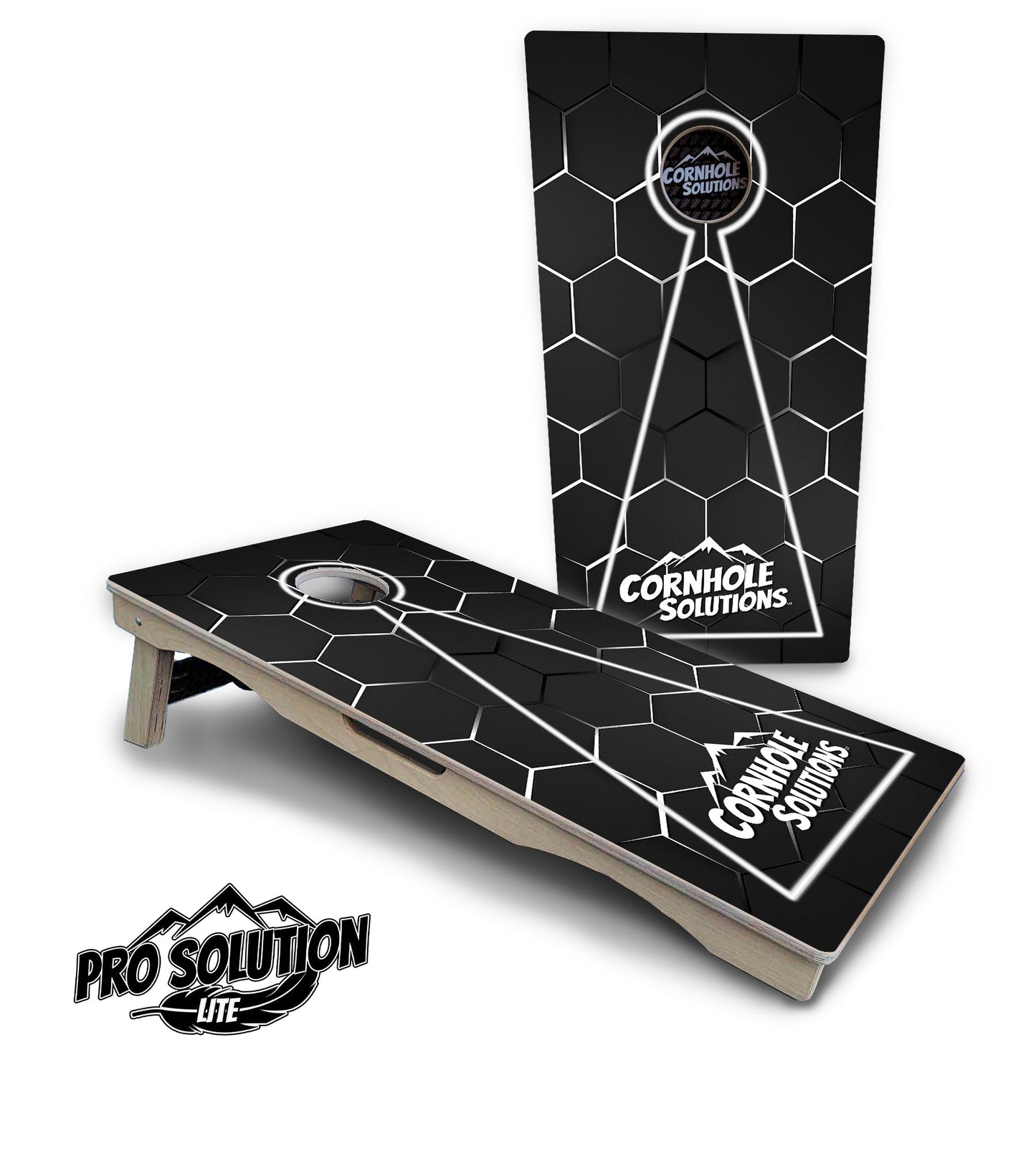 Glow Hole Black Cornhole Boards - Pro Solution Lite Series