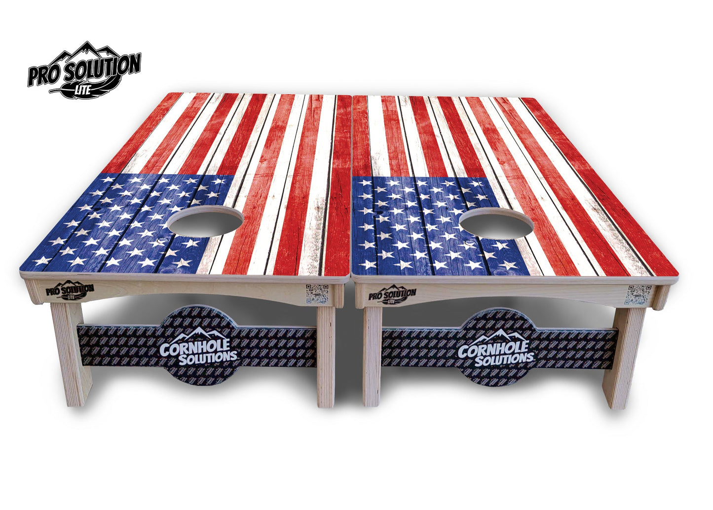 Whitewashed Flag Cornhole Boards - Pro Solution Lite Series