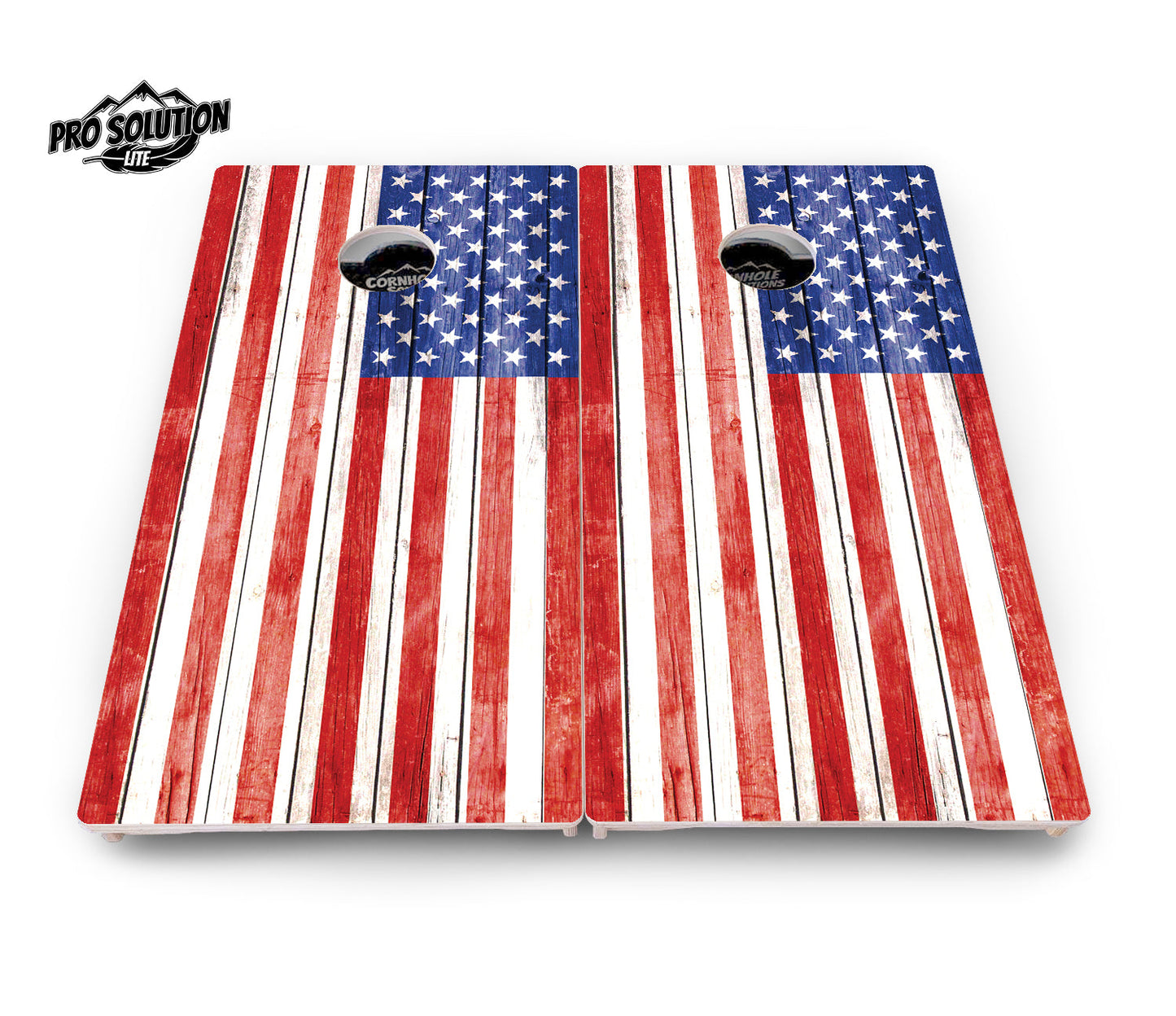 Whitewashed Flag Cornhole Boards - Pro Solution Lite Series