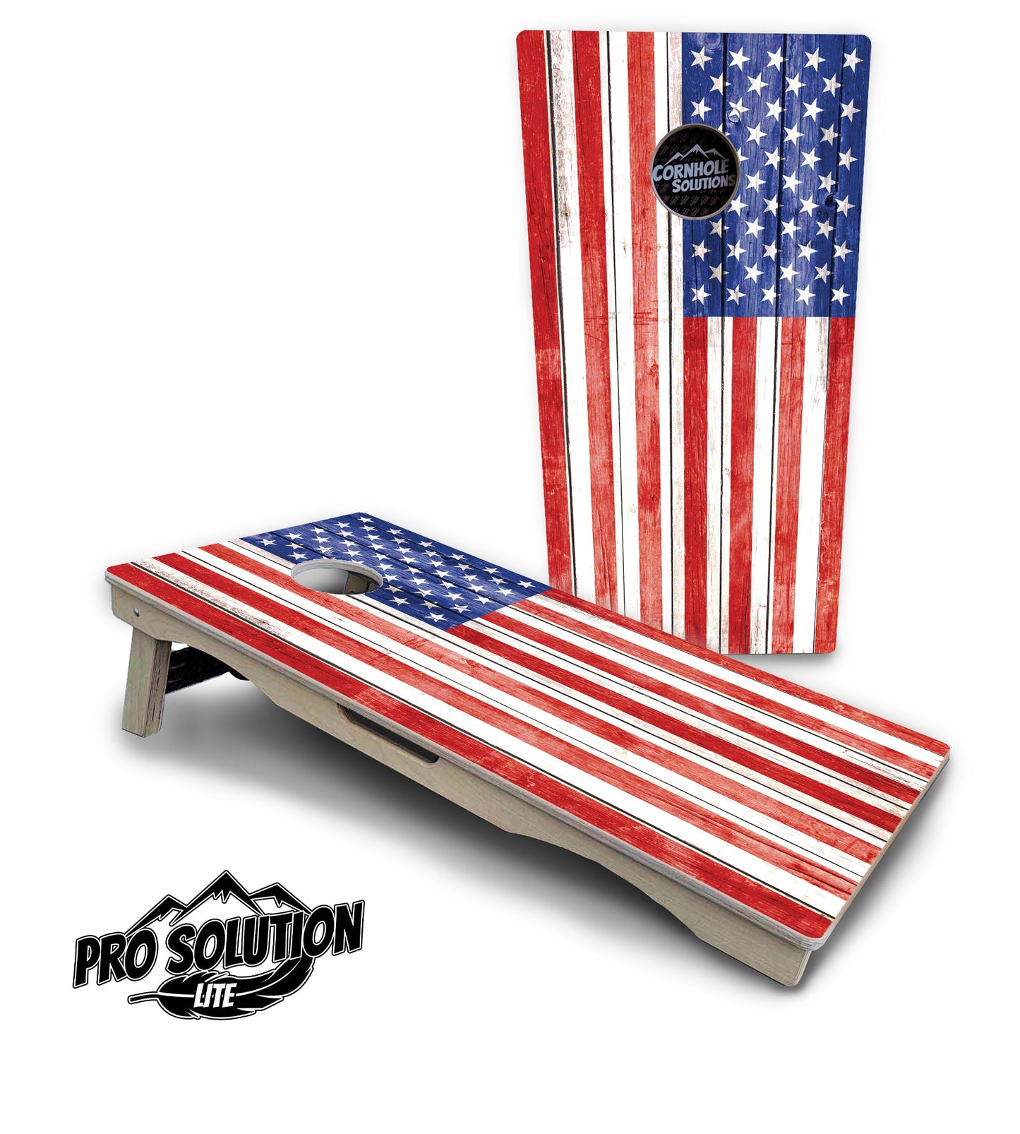 Whitewashed Flag Cornhole Boards - Pro Solution Lite Series