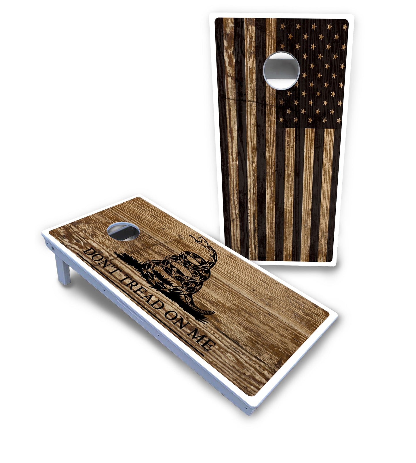 Wood DTOM & Flag Cornhole Boards - All Weather Series