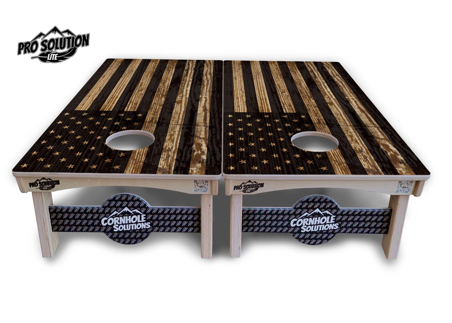 Wood Flag & DTOM Cornhole Boards - Pro Solution Lite Series