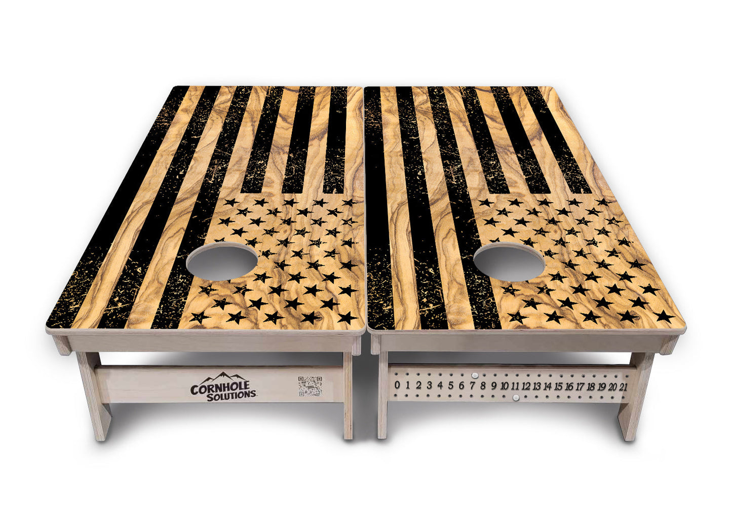 Light Wood Flag Cornhole Boards - Professional Tournament Series