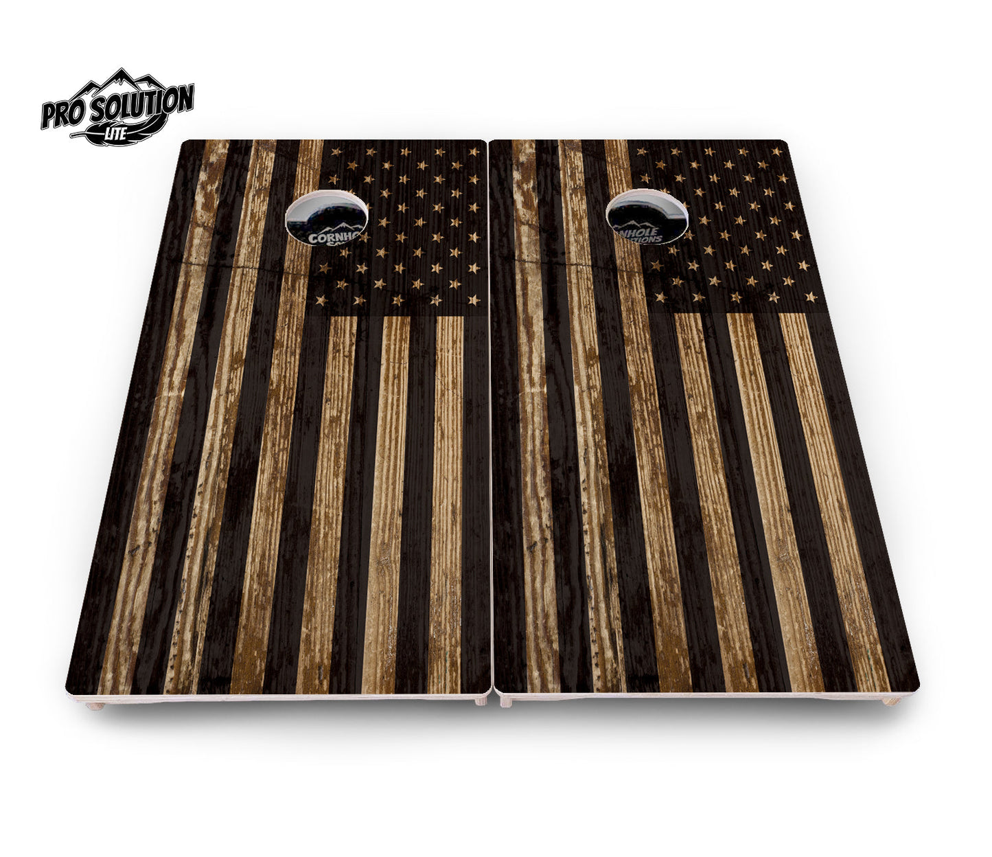 Wood Flag & DTOM Cornhole Boards - Pro Solution Lite Series