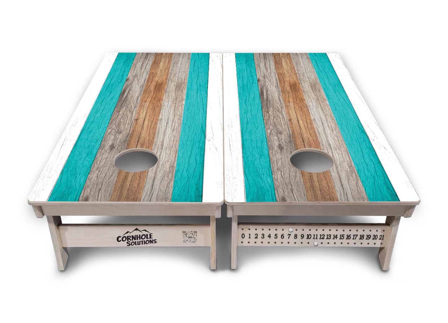 Beach Theme Stripe Cornhole Boards - Professional Tournament Series