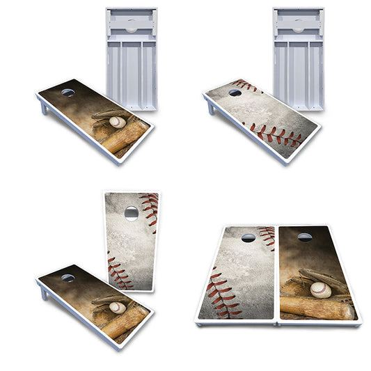 Worn Baseball & Glove Design Cornhole Boards - All Weather Series