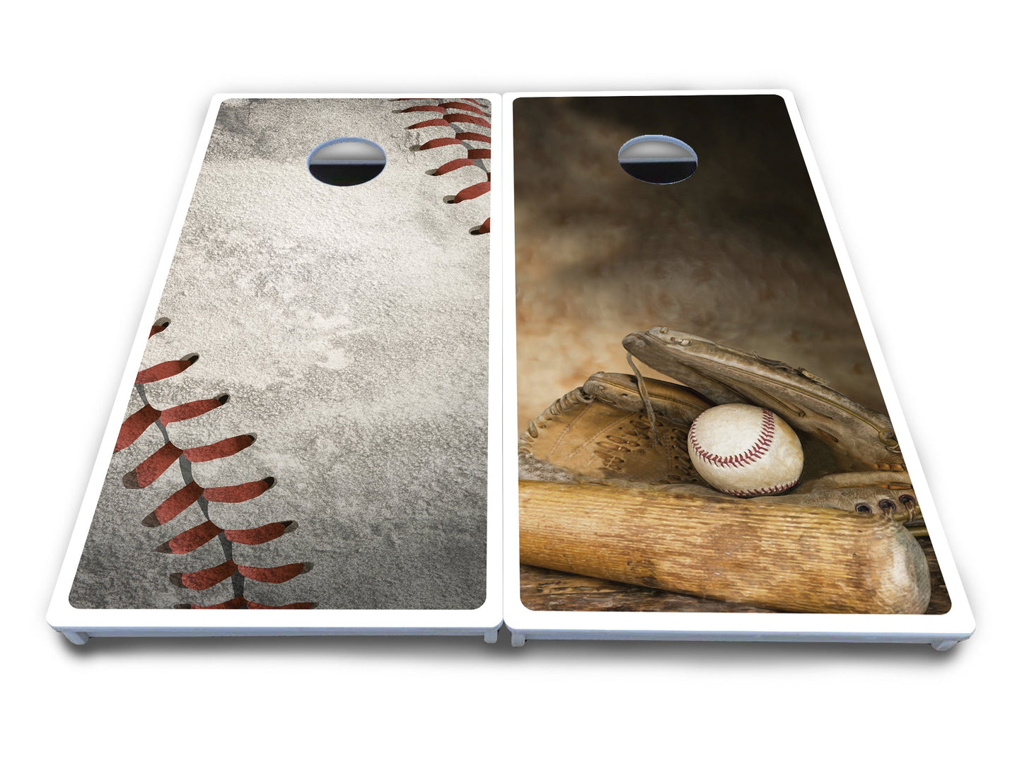 Worn Baseball & Glove Design Cornhole Boards - All Weather Series