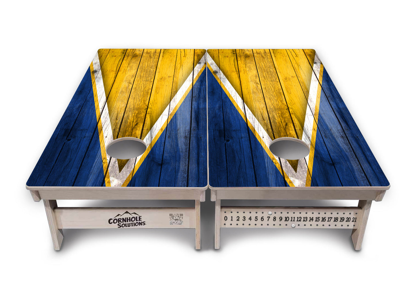 Yellow/Blue Triangle Cornhole Boards - Professional Tournament Series