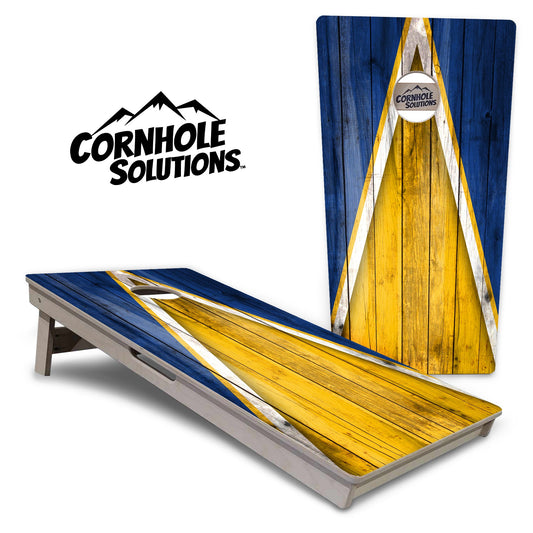 Yellow/Blue Triangle Cornhole Boards - Professional Tournament Series