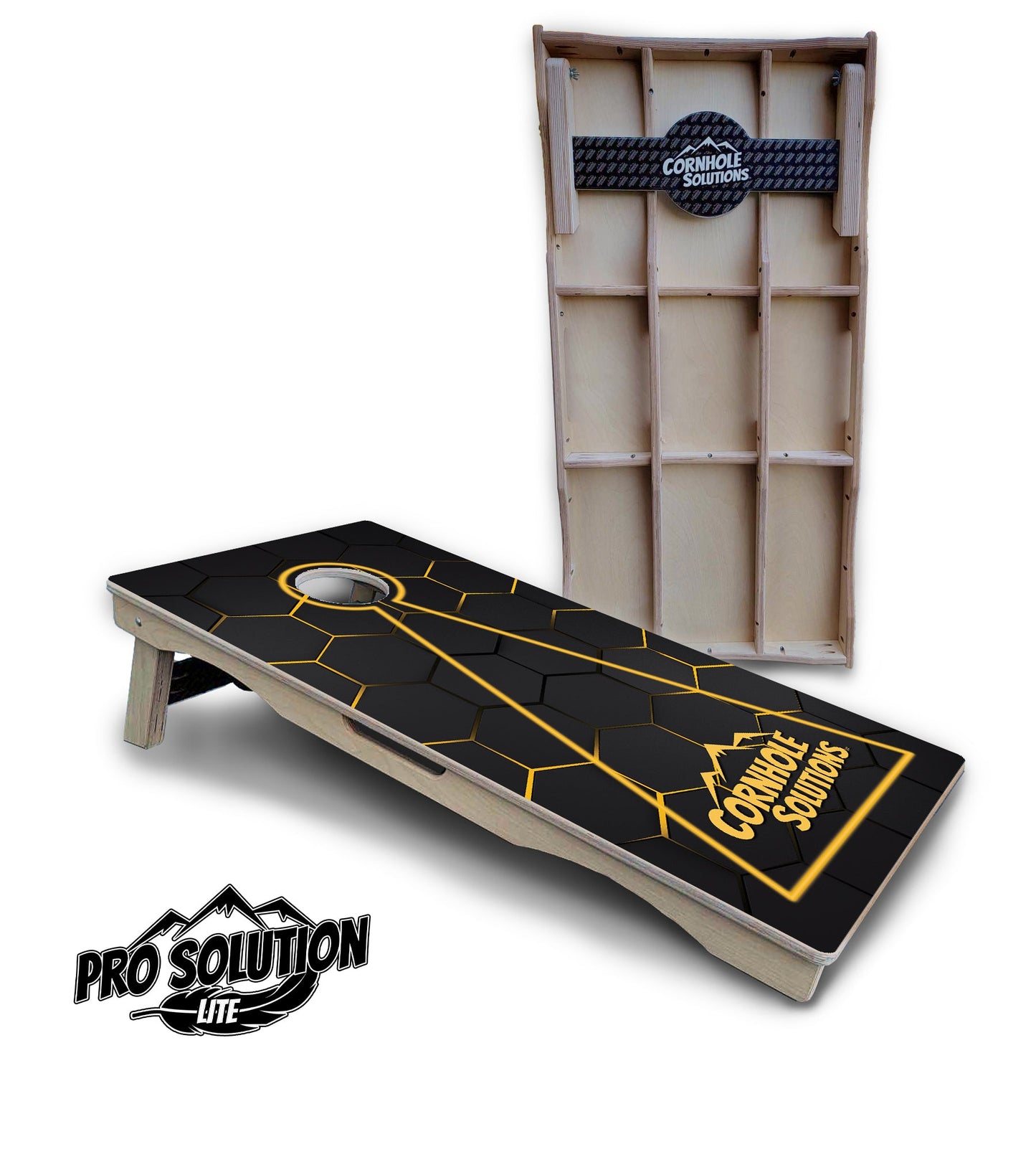 Glow Hole Black Cornhole Boards - Pro Solution Lite Series