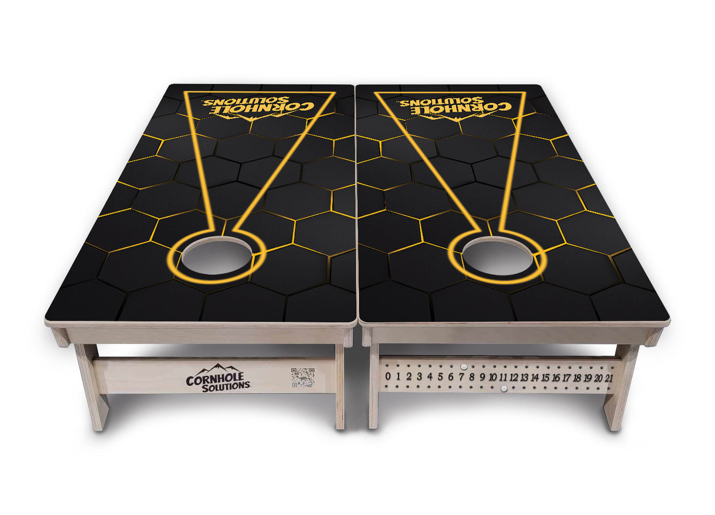 Glow Hole Black Backgound Cornhole Boards - Professional Tournament Series