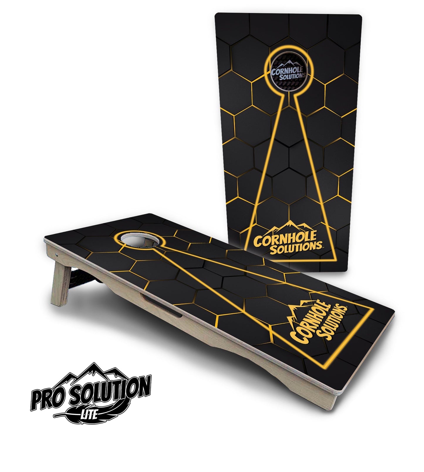 Glow Hole Black Cornhole Boards - Pro Solution Lite Series