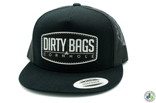 db Large Black Leather Patch Hats