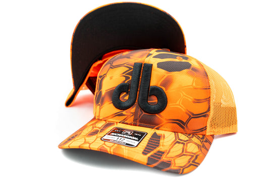 Cornhole Hat - Orange Camouflage and Orange Mesh
