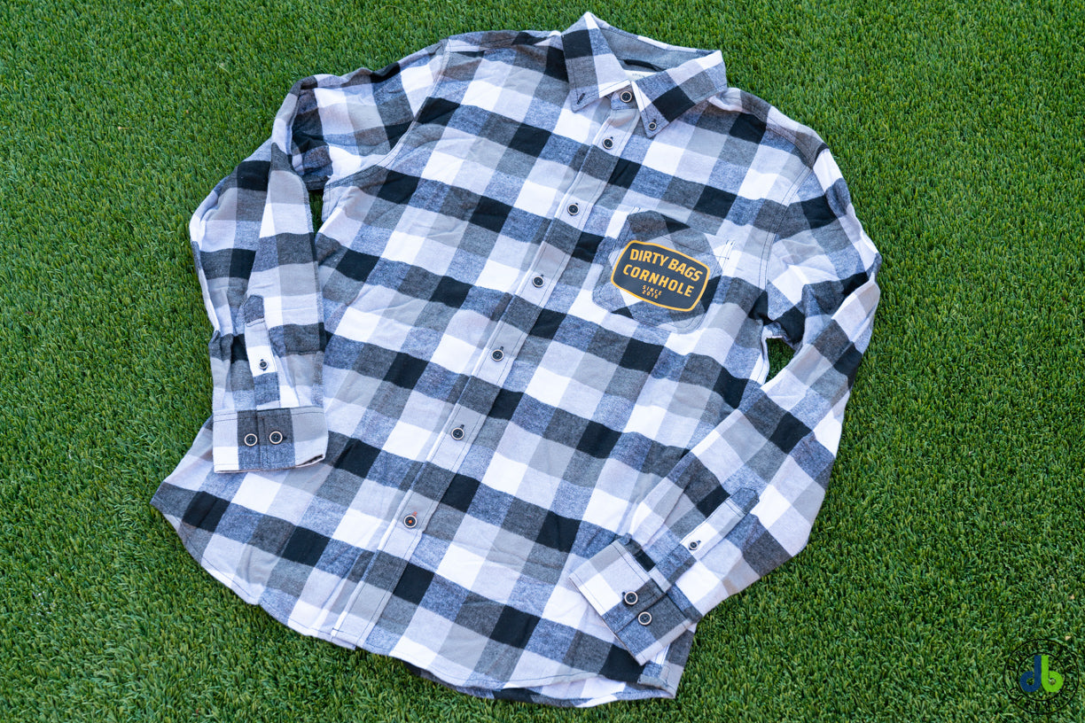 Dirty Bags Cornhole Flannel - Black / White / Gray