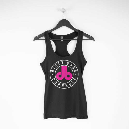 Women's RacerBack Tank Top - "Pink on Black"