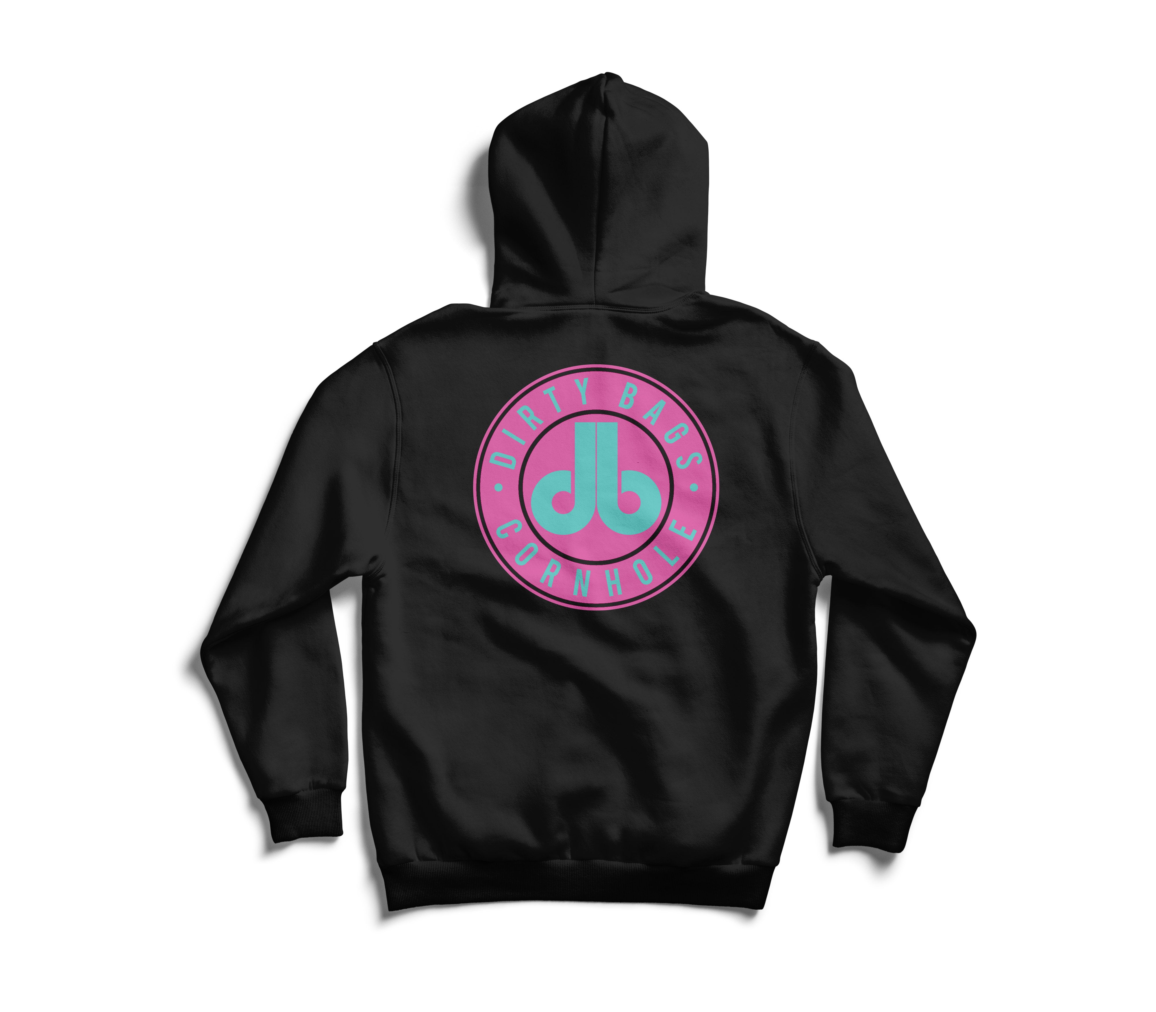 Hoodie Pink and Turquoise db Badge Dirty Bags Cornhole