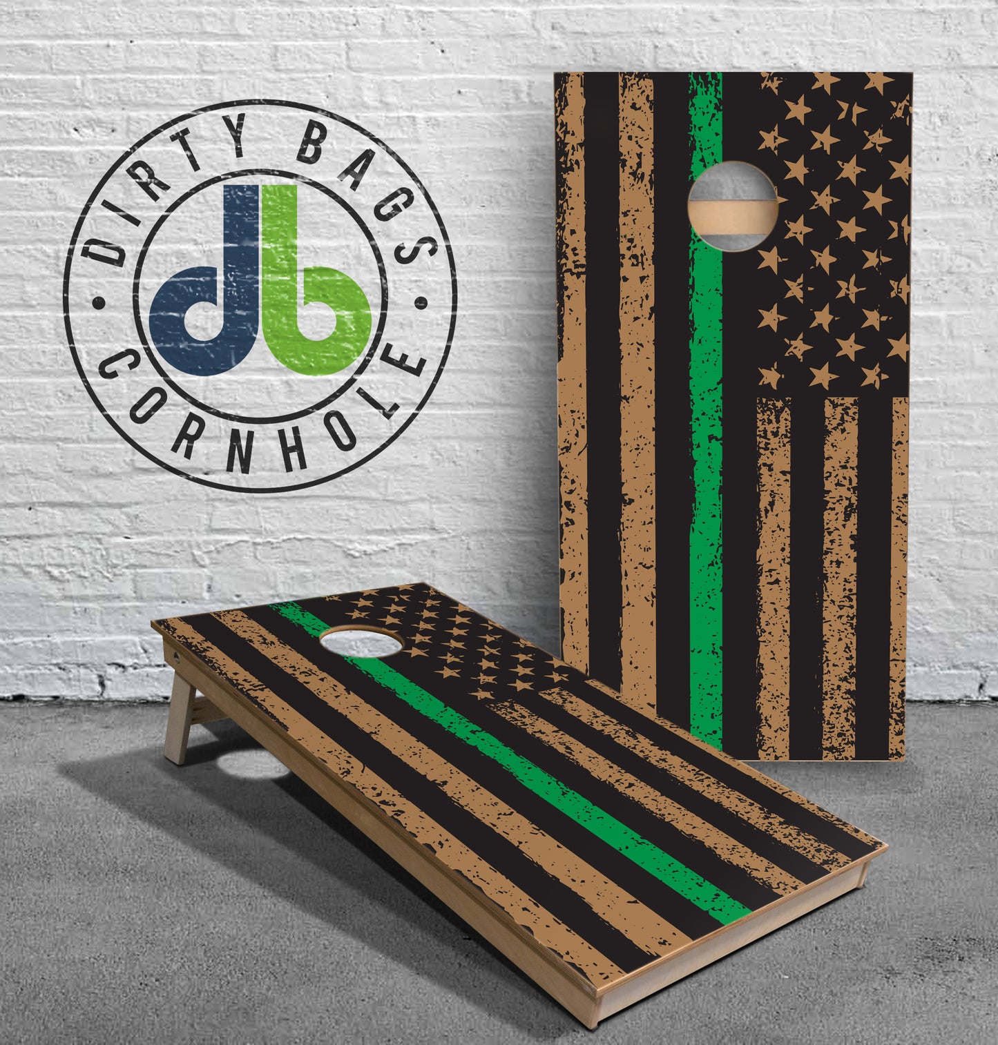 Professional Cornhole Boards - Thin Green Line