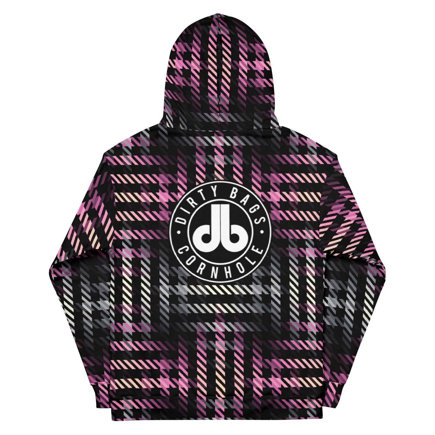 Plaid Dirty Bags Cornhole Hoodie - Pink/Gray/Beige