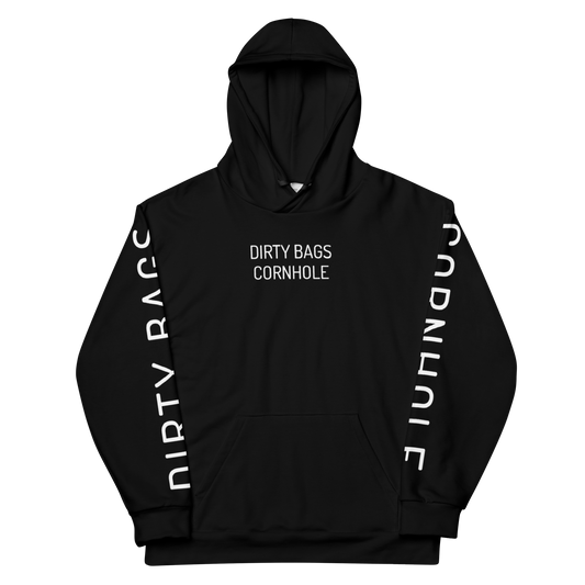 Dirty Bags Cornhole Hoodie Sleeve Writing Black