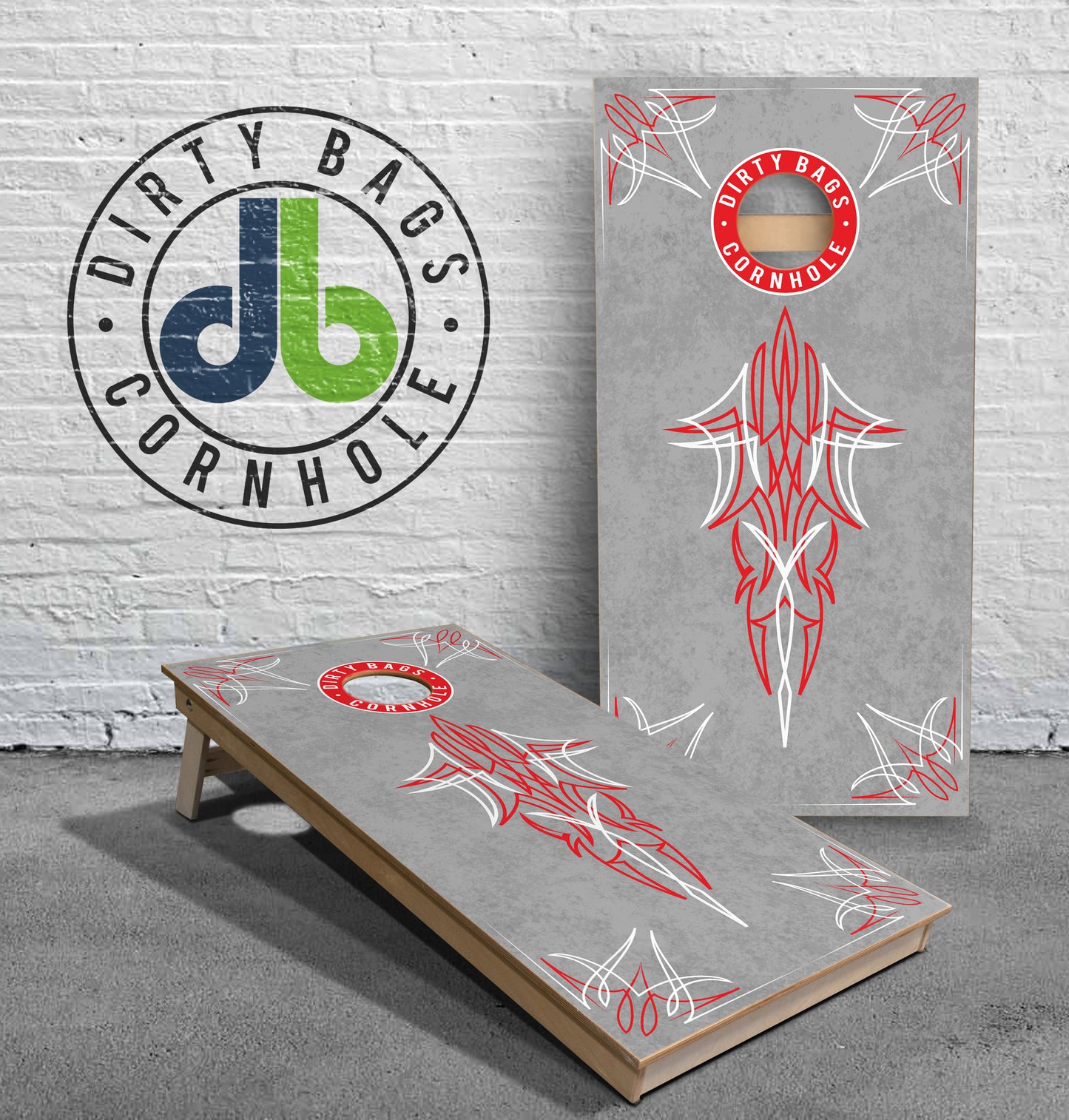 Cornhole Boards - db Patina and Pinstriping