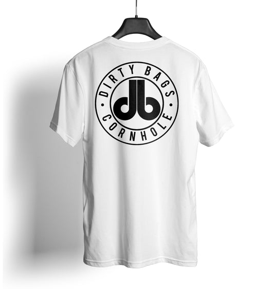 Dirty Bags Cornhole T Shirt White and Black