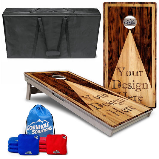 Complete Tournament Cornhole Bundle - Boards, Bags & Carrying Case - Custom Wood Triangle Logo