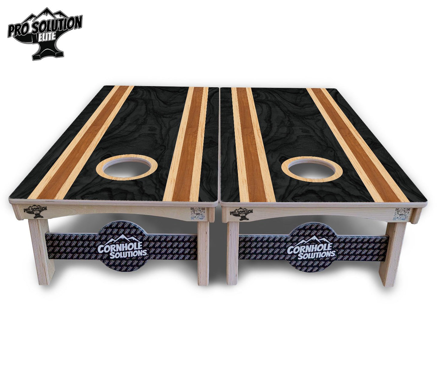 Dark Wood Stripe Cornhole Boards - Pro Solution Elite Series