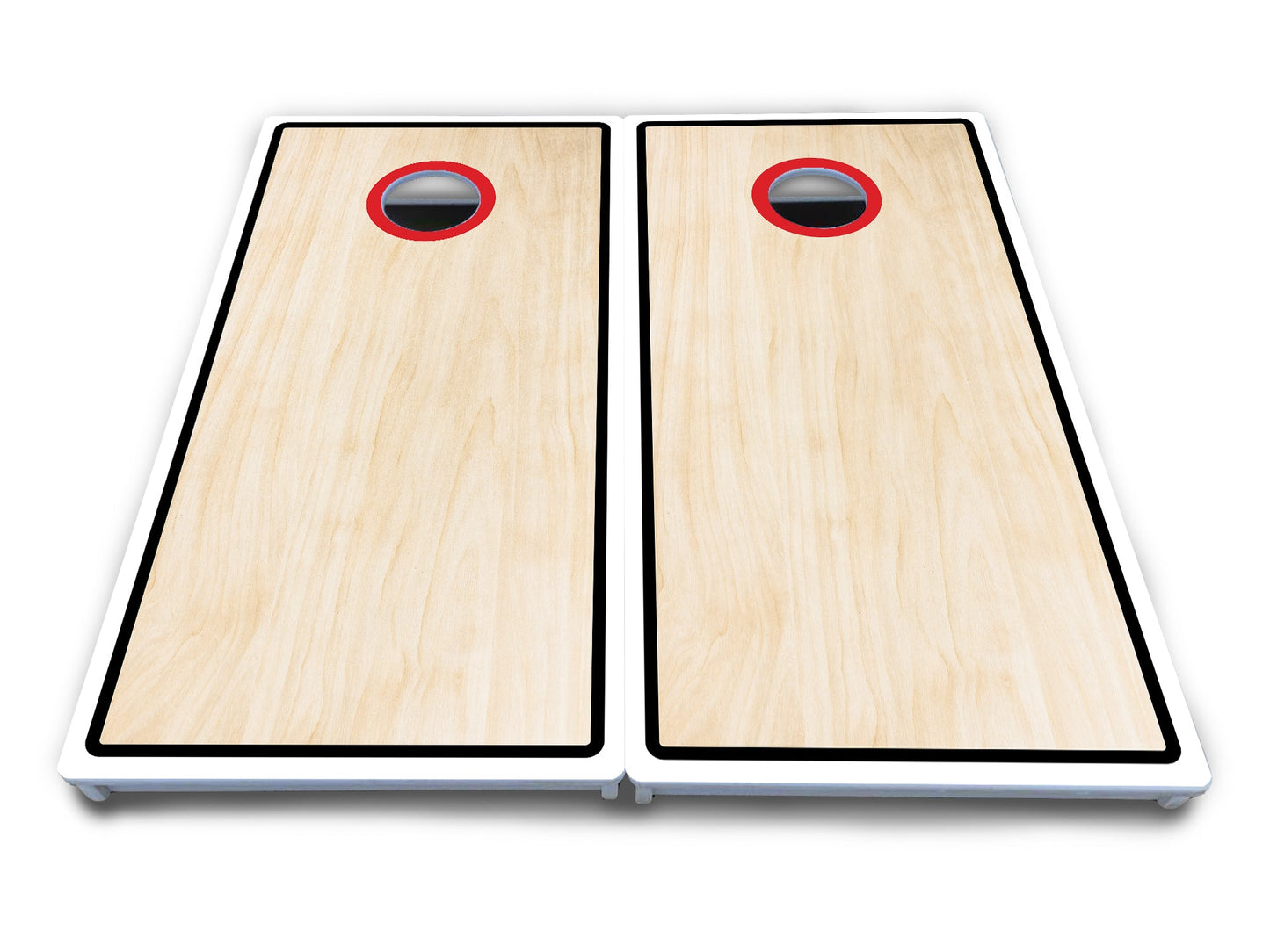 Red/Black Hole Ring Cornhole Boards - All Weather Series
