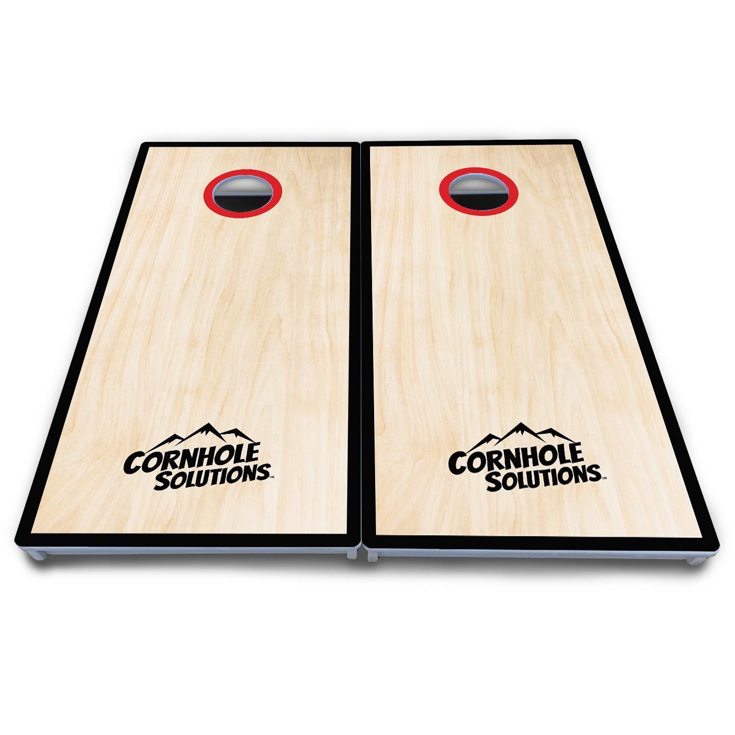 Red/Black Hole Ring Cornhole Boards - All Weather Series