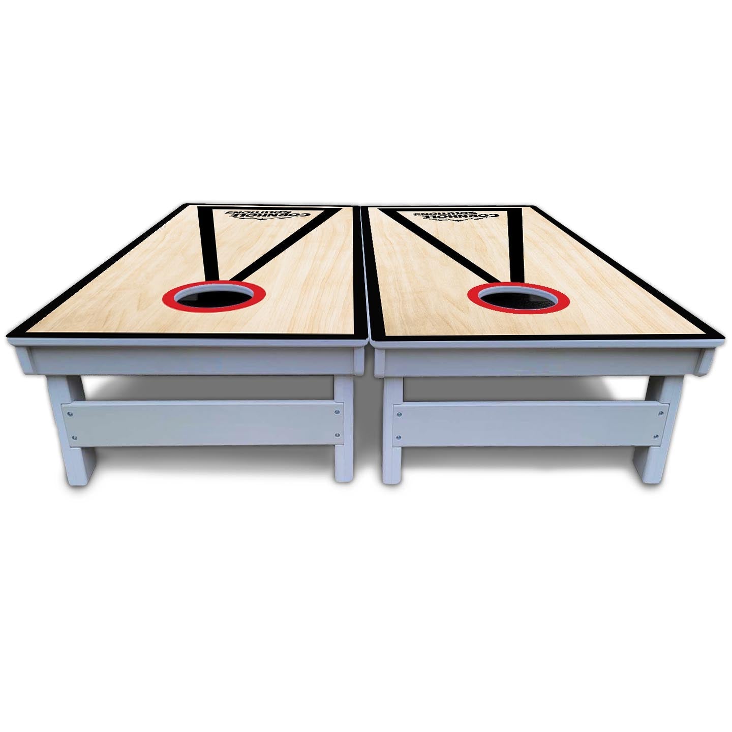 Red/Black Hole Ring Cornhole Boards - All Weather Series