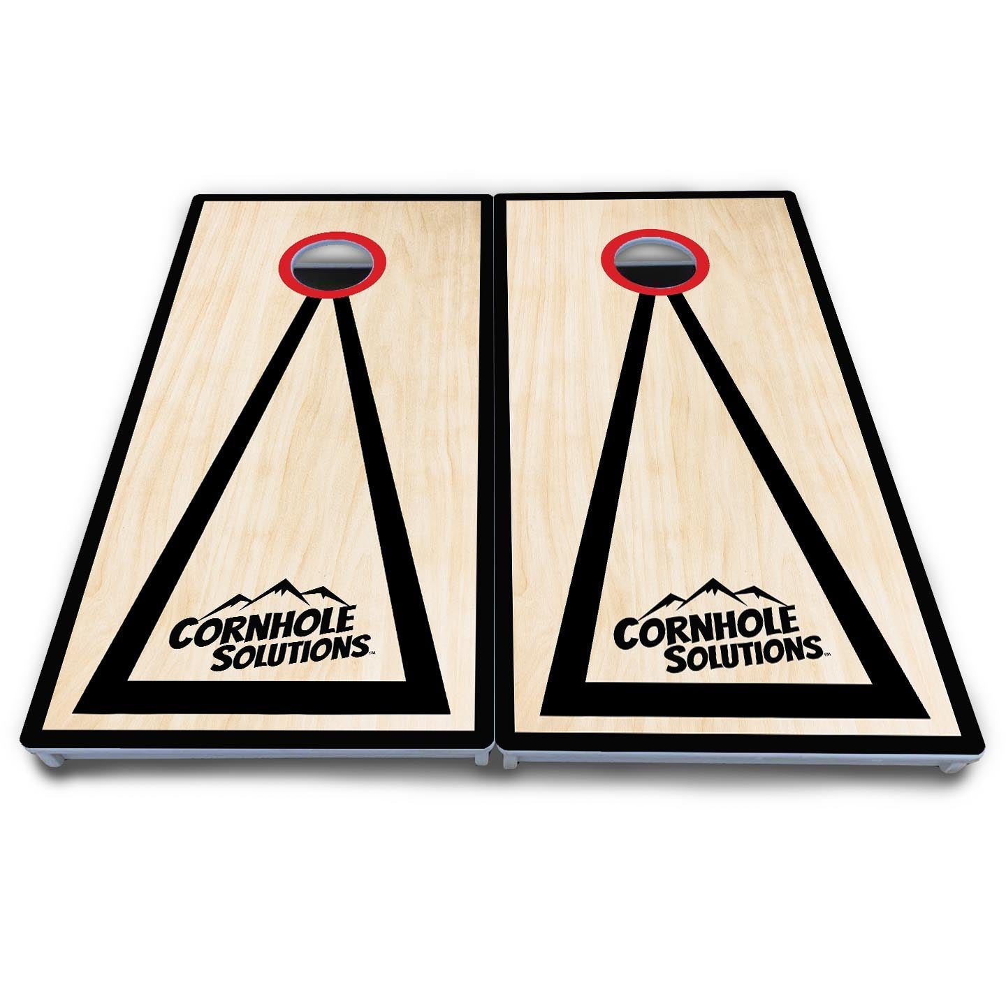 Red/Black Hole Ring Cornhole Boards - All Weather Series