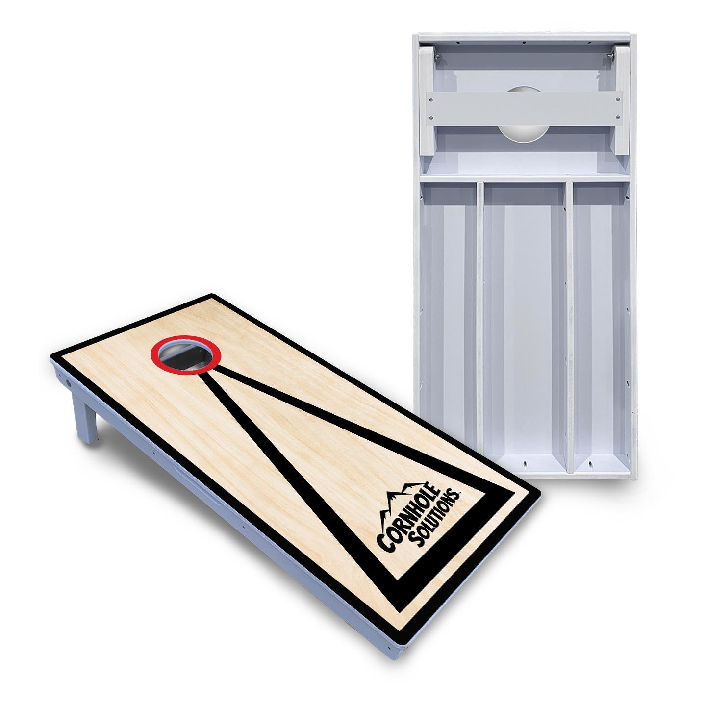 Red/Black Hole Ring Cornhole Boards - All Weather Series