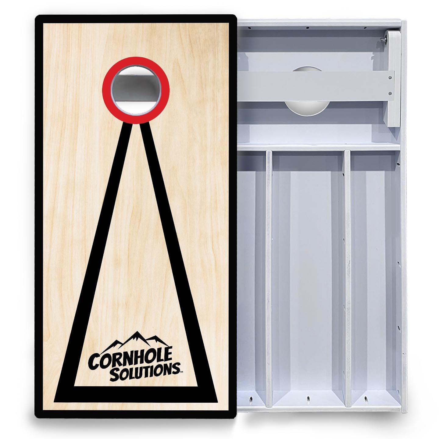 Red/Black Hole Ring Cornhole Boards - All Weather Series