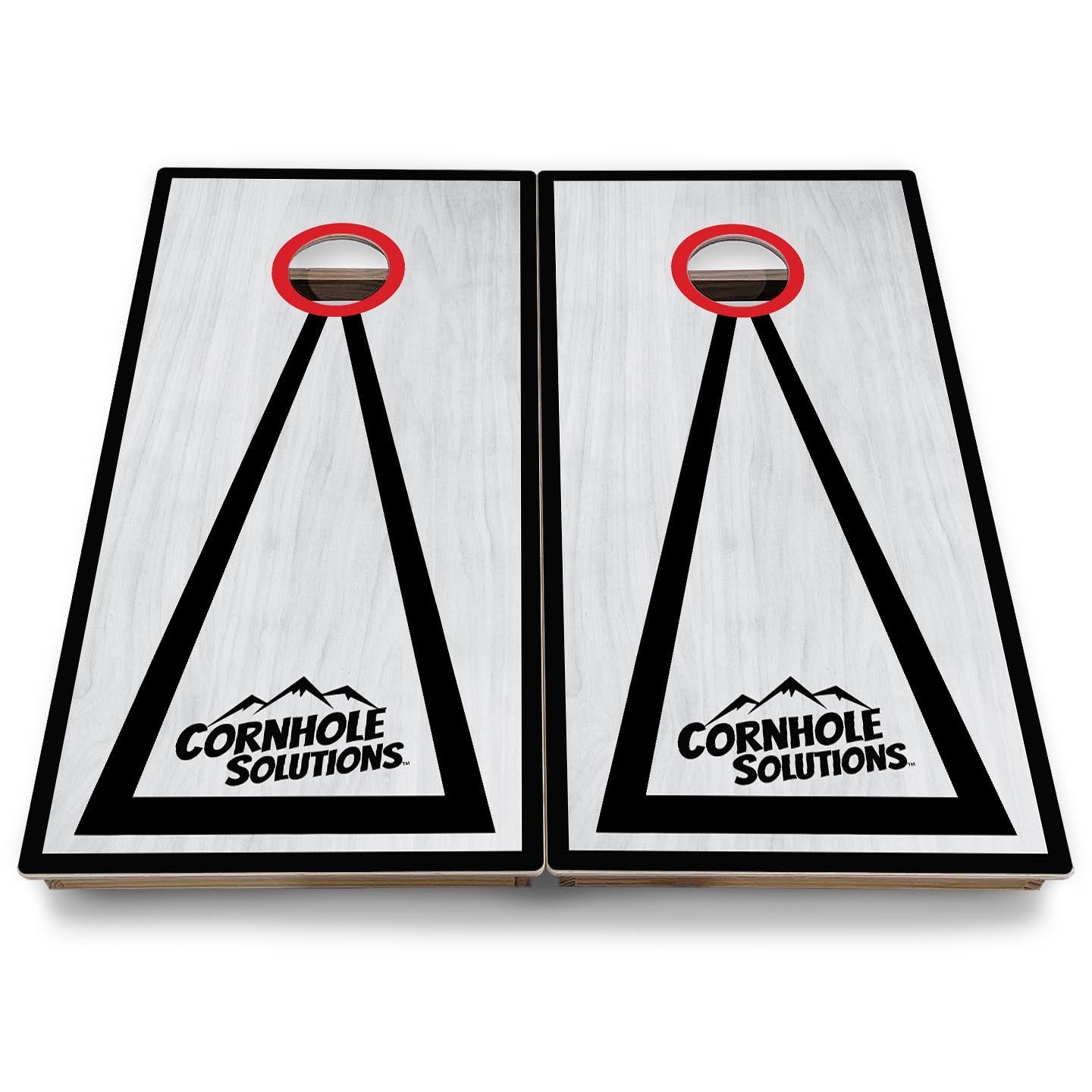 Red/Black Hole Ring Grey Wash Cornhole Boards - Backyard Series