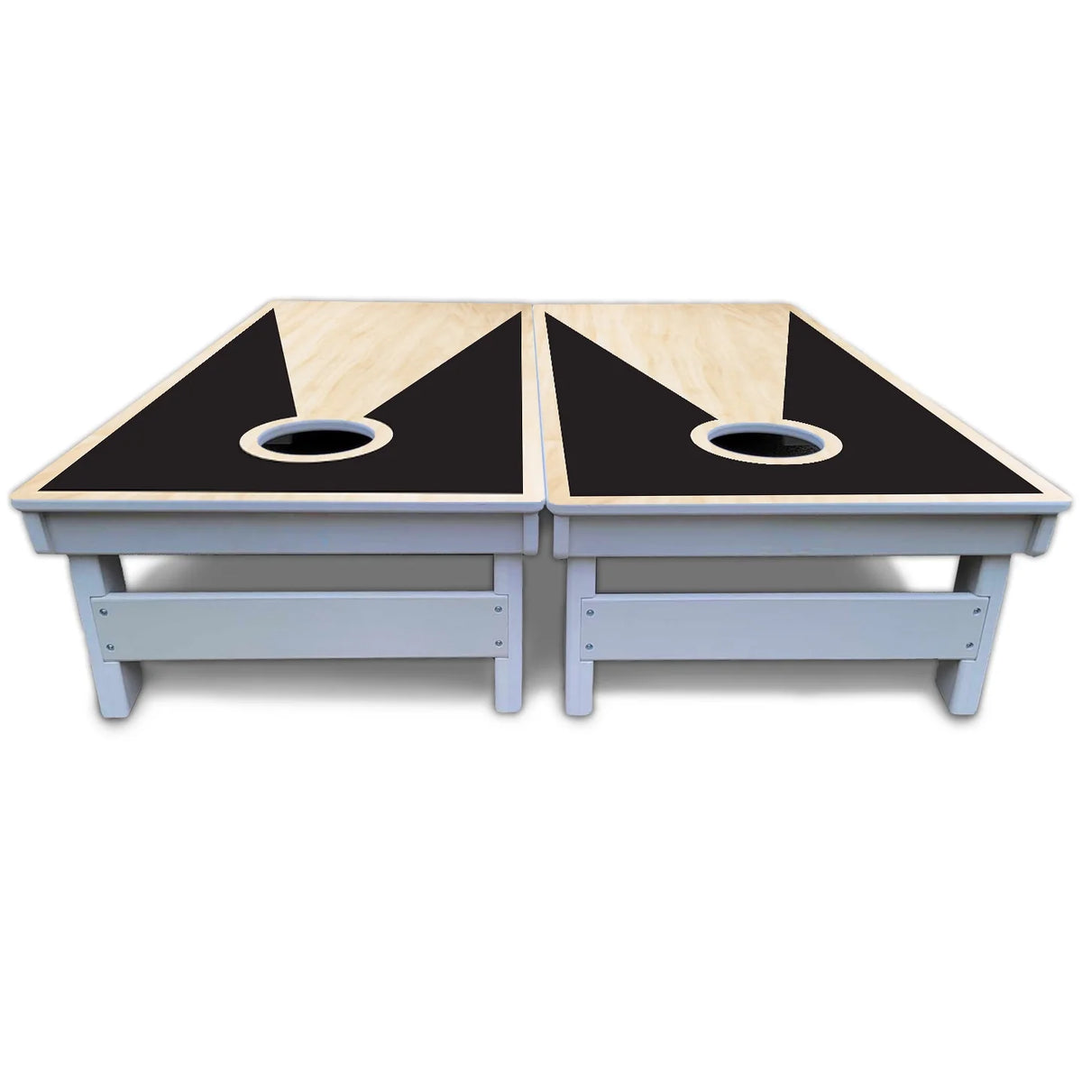 Black/Natural Keyhole Cornhole Boards - All Weather Series