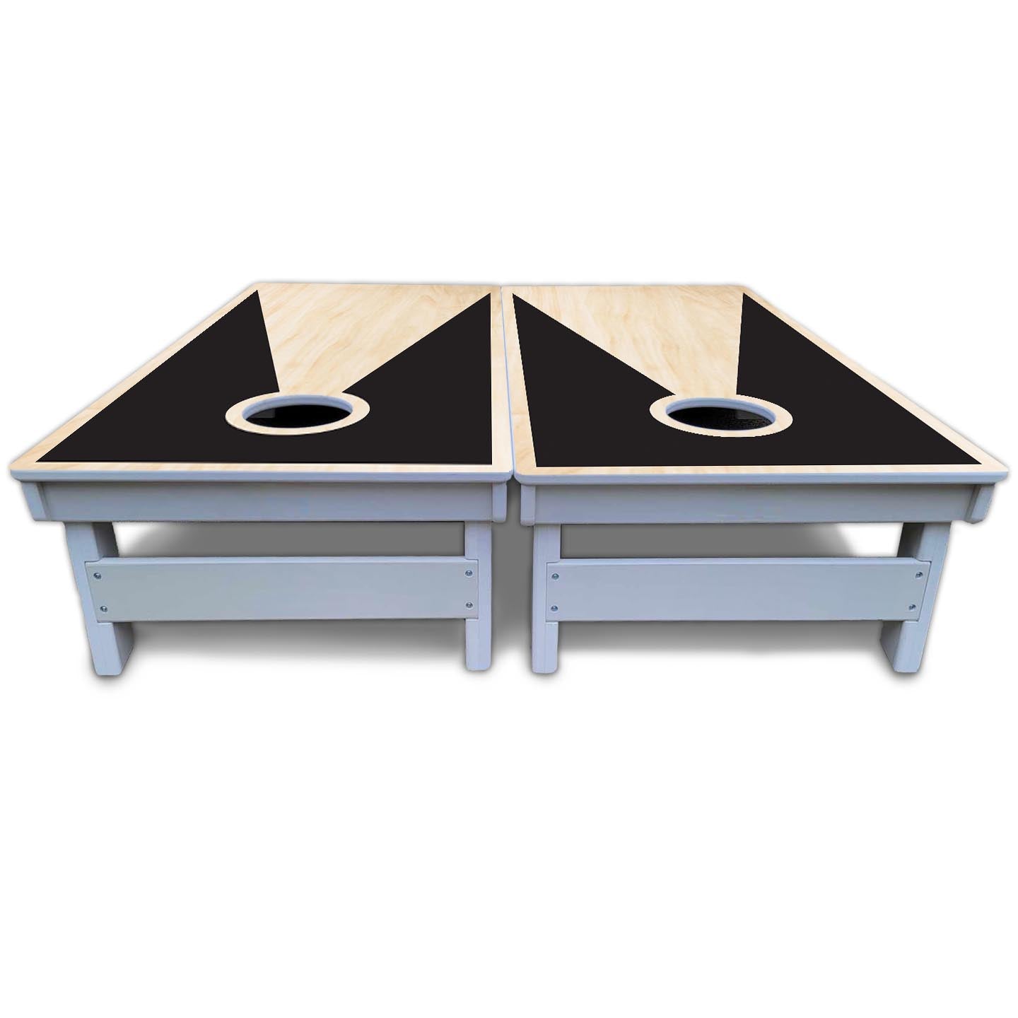 Black/Natural Keyhole Cornhole Boards - All Weather Series