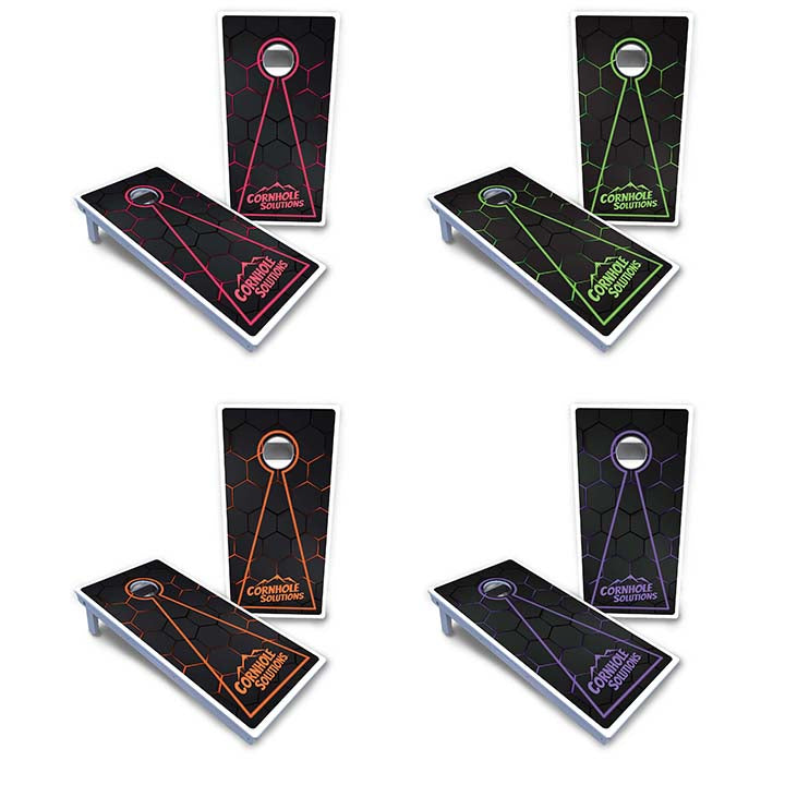 Glow Hole Black Cornhole Boards - All Weather Series