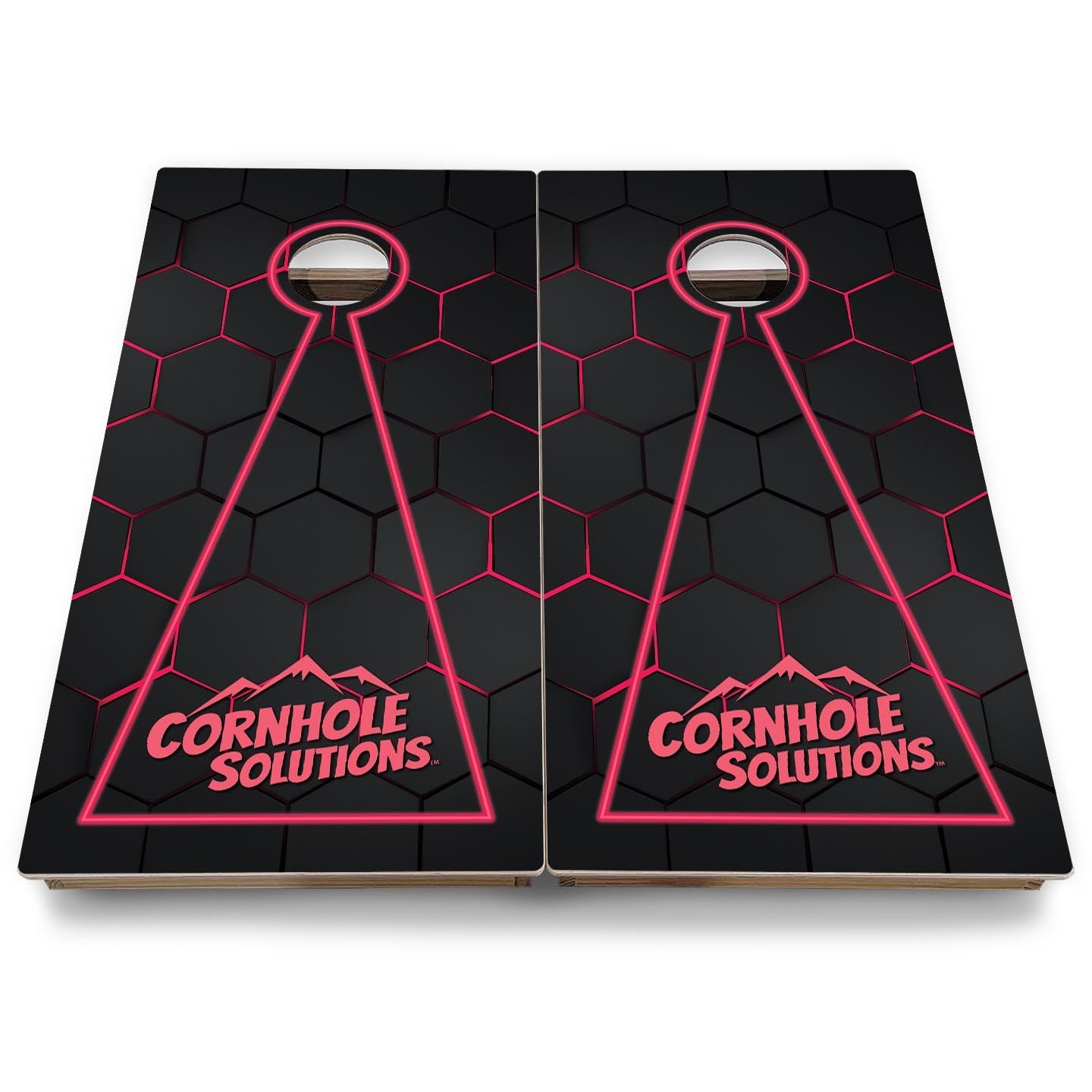 Glow Hole Black Background Cornhole Boards - Backyard Series