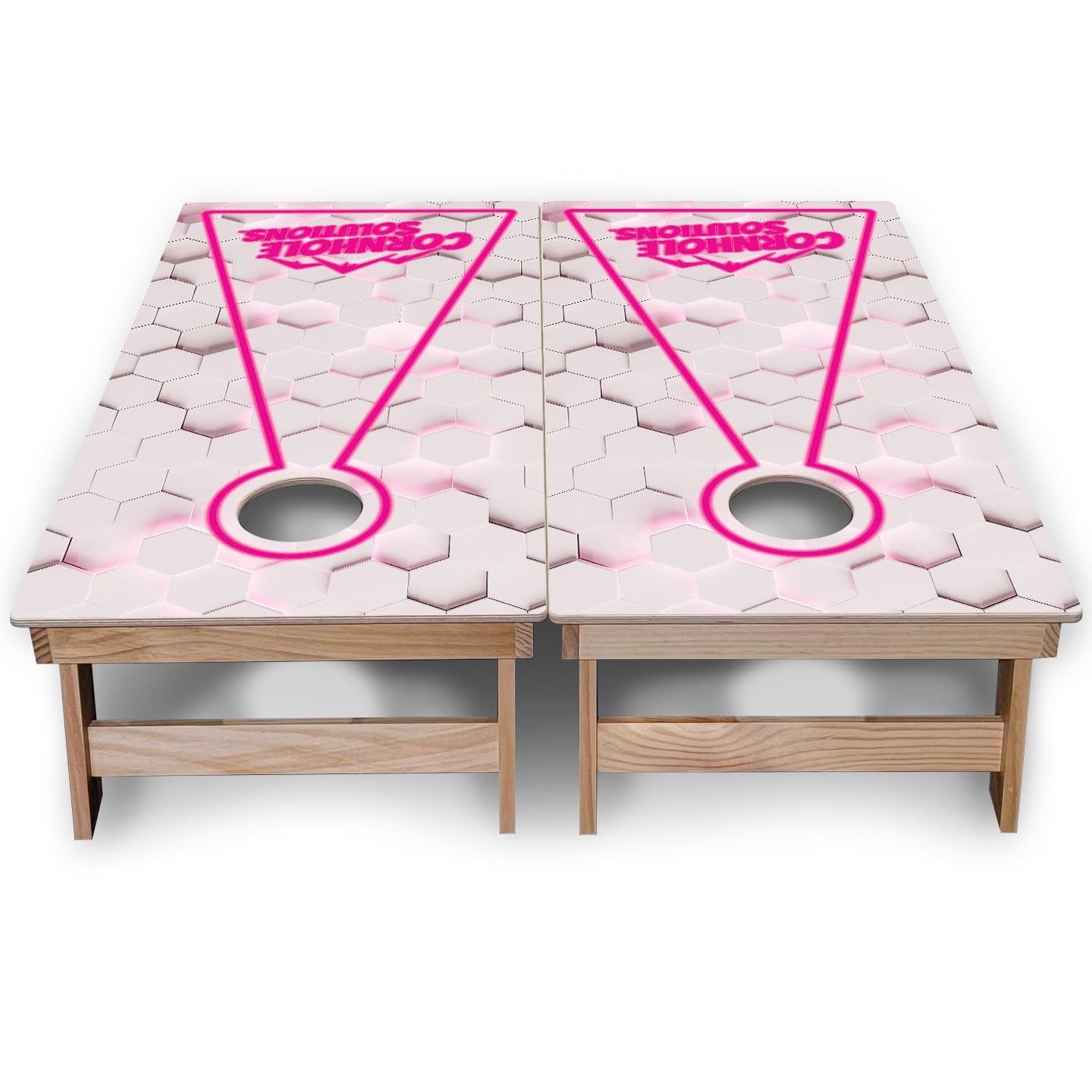 Glow Hole White Background Cornhole Boards - Backyard Series