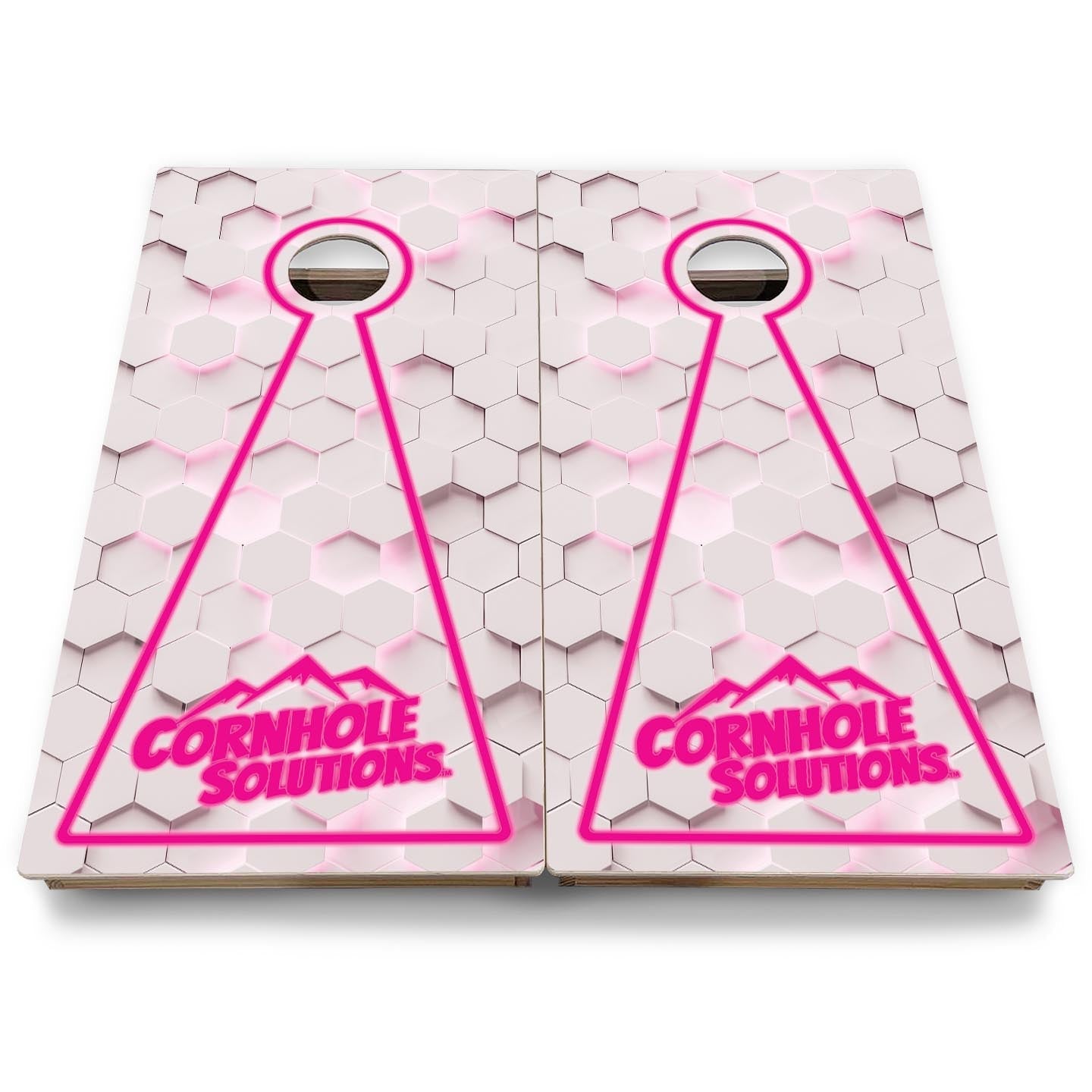 Glow Hole White Background Cornhole Boards - Backyard Series