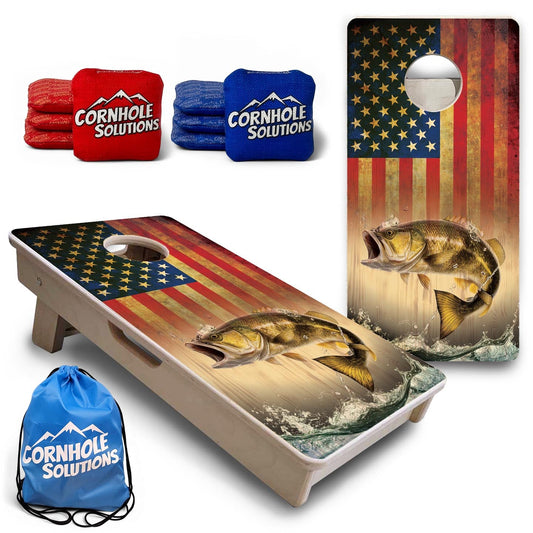 Hidden Fish RWB - Mini or Vacation Size Cornhole Boards