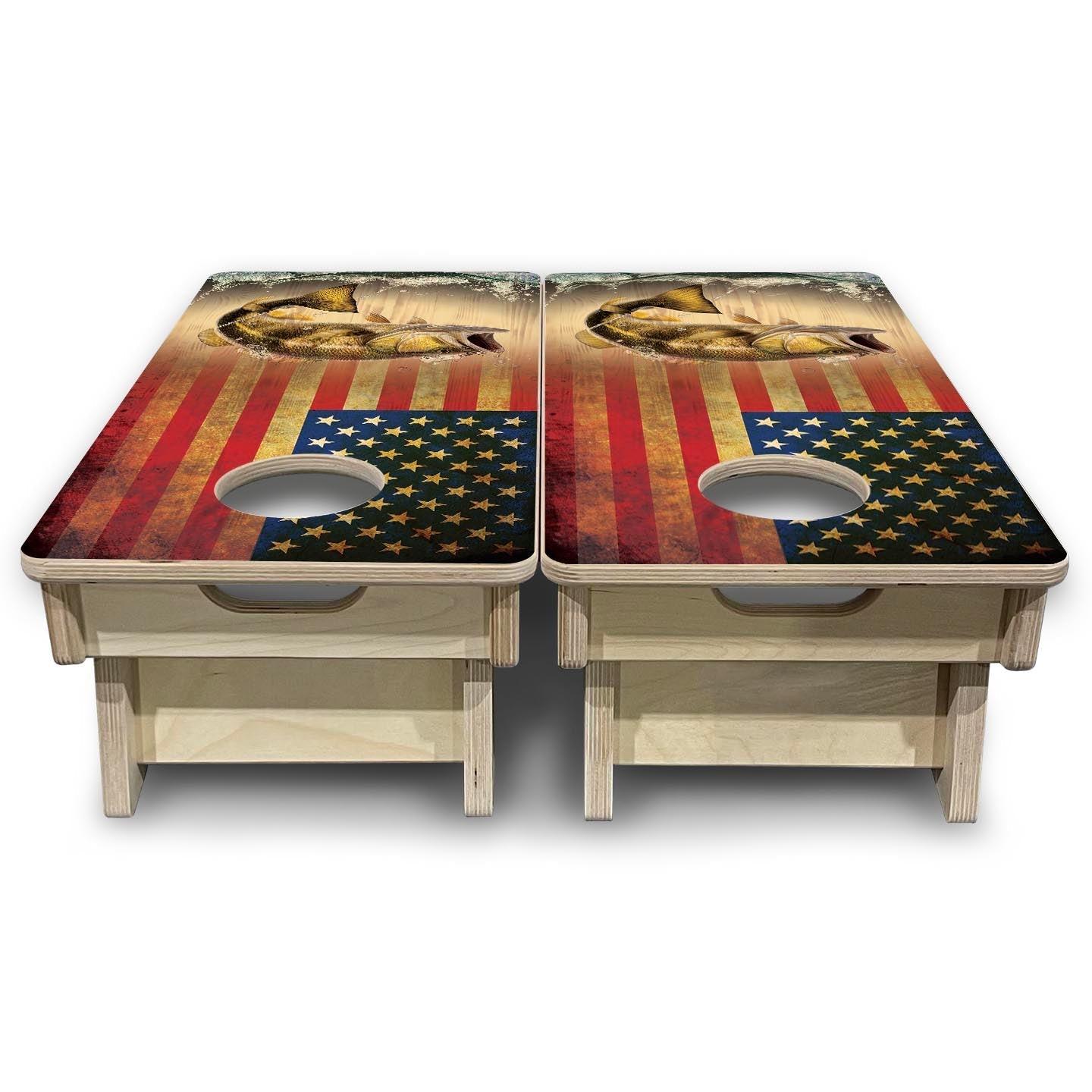 Hidden Fish RWB - Mini or Vacation Size Cornhole Boards