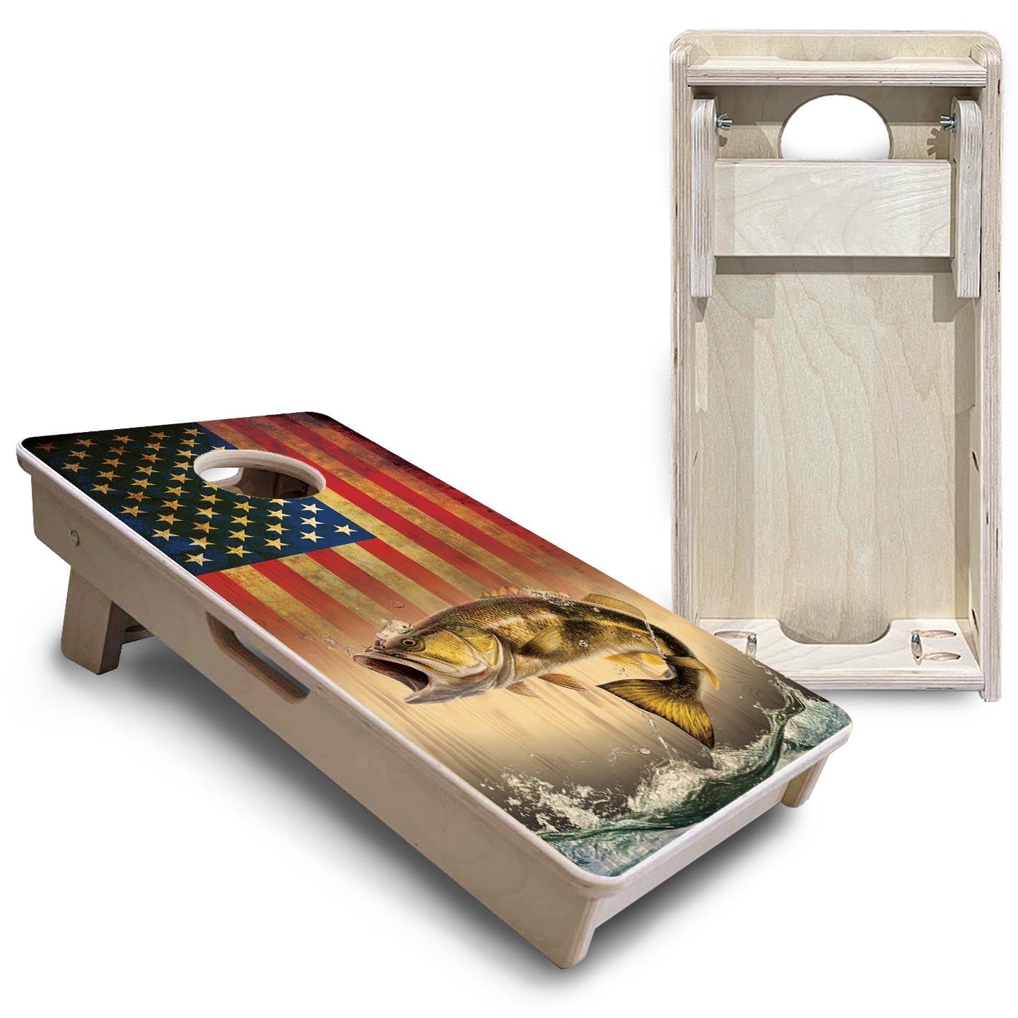 Hidden Fish RWB - Mini or Vacation Size Cornhole Boards