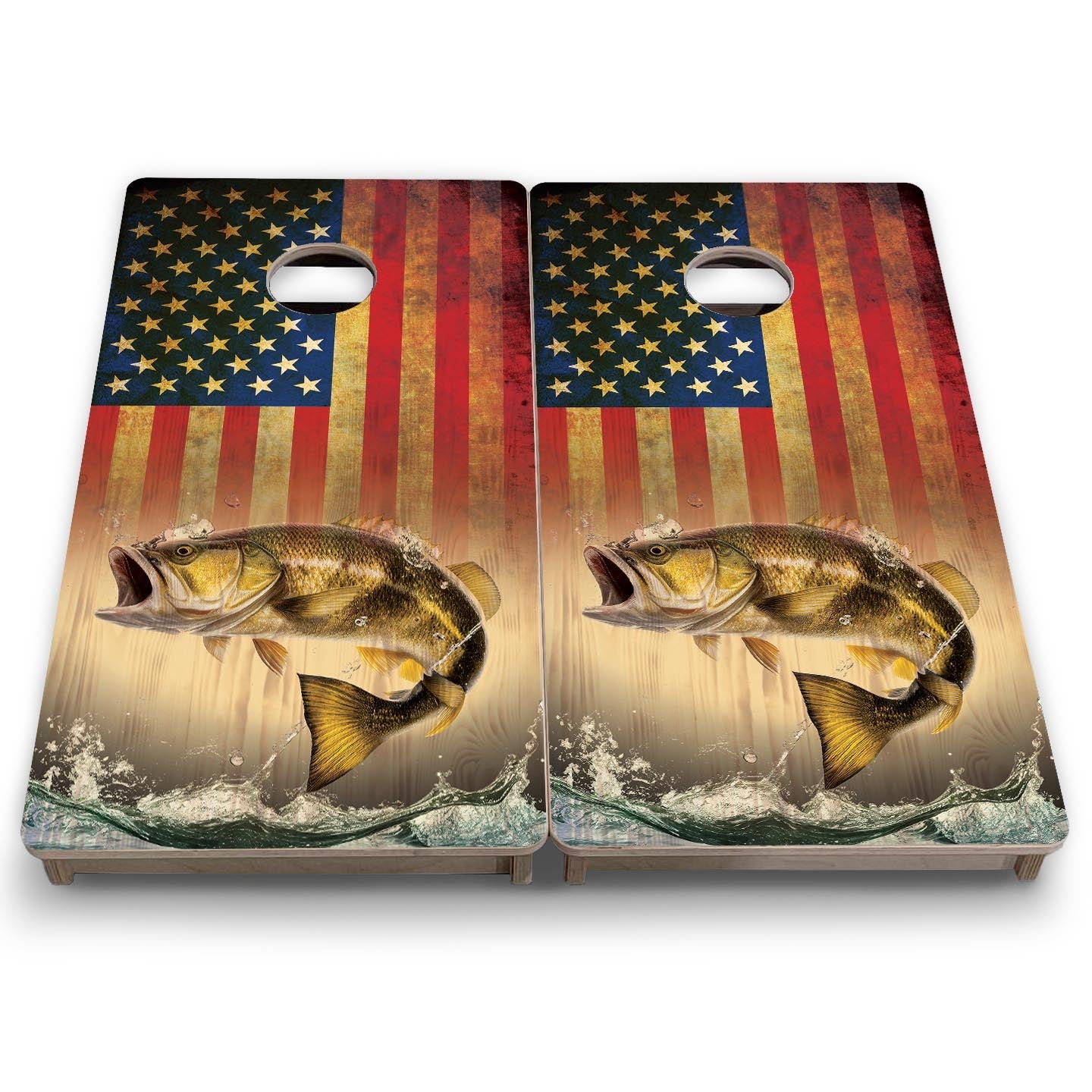 Hidden Fish RWB - Mini or Vacation Size Cornhole Boards
